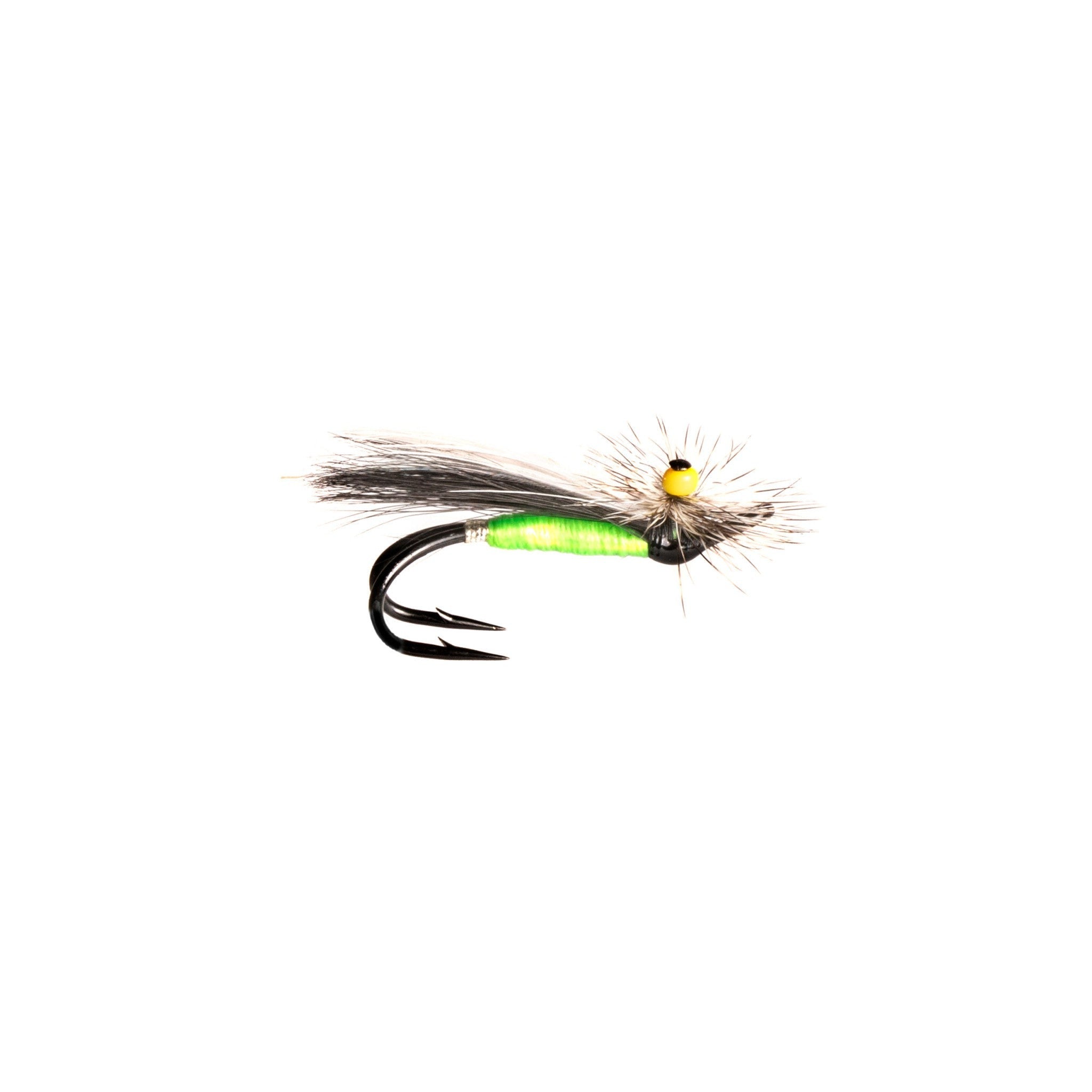 Ghost Stone Fly Green Body/Black Wing/w.Marabou/Grizzly Hackle (Black Double) - Hooké