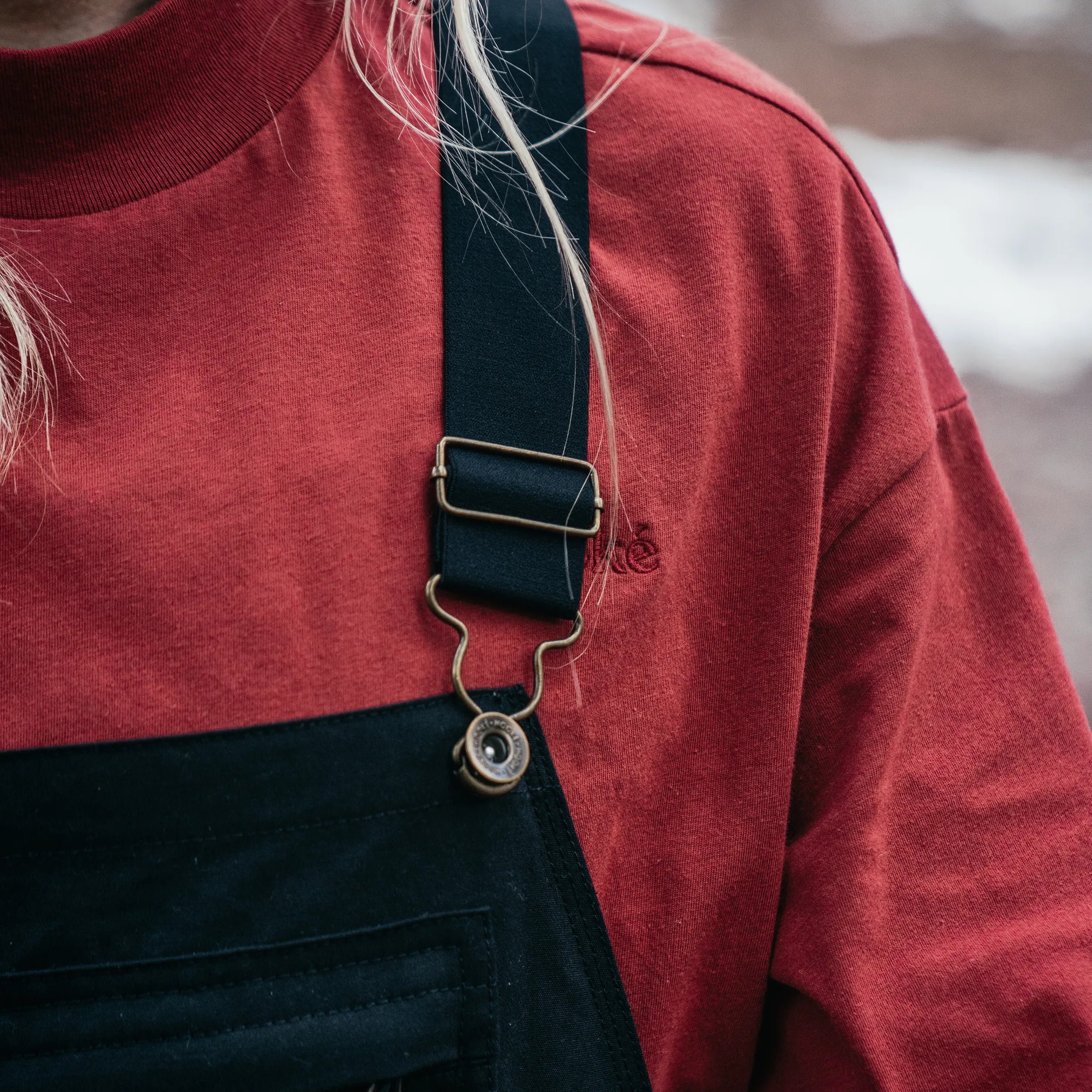 W s Mock Neck Oversized Long Sleeve Tee L Red Leaf