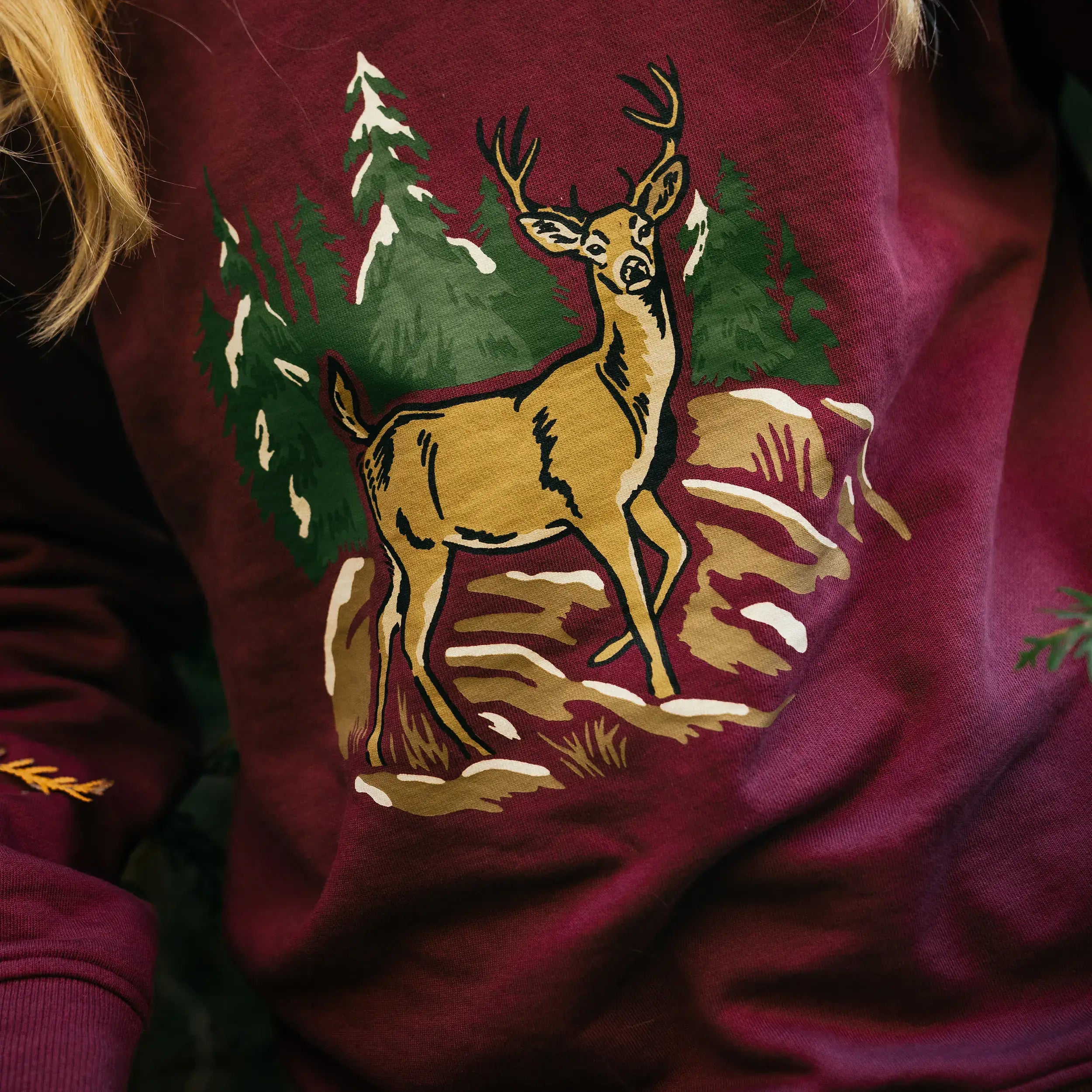 Boys Long Sleeve Embroidered Reindeer Layered Top - Holiday