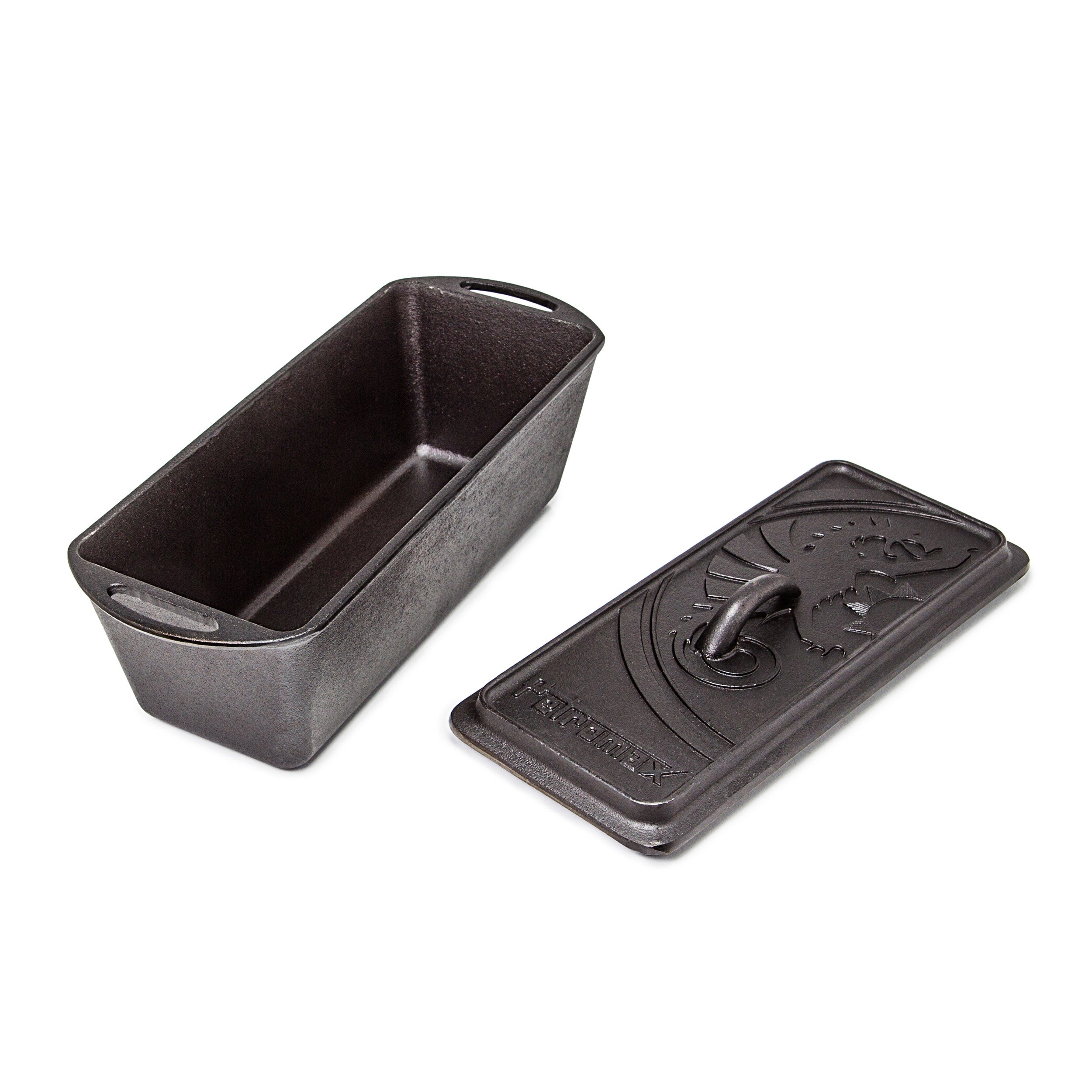 Cast iron bread pan with outlet lid